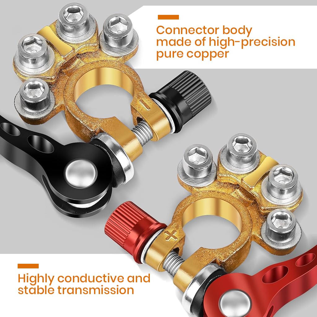 STHIRA Battery Terminal Connectors for Cars Boats and RVs with 4 Bolt Quick Release Copper Design