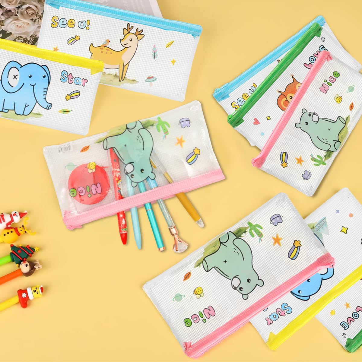 Climberty Pencil Bags for Students and Artists featuring Clear PVC Zippered Pouches 12pcs 20x10.3cm