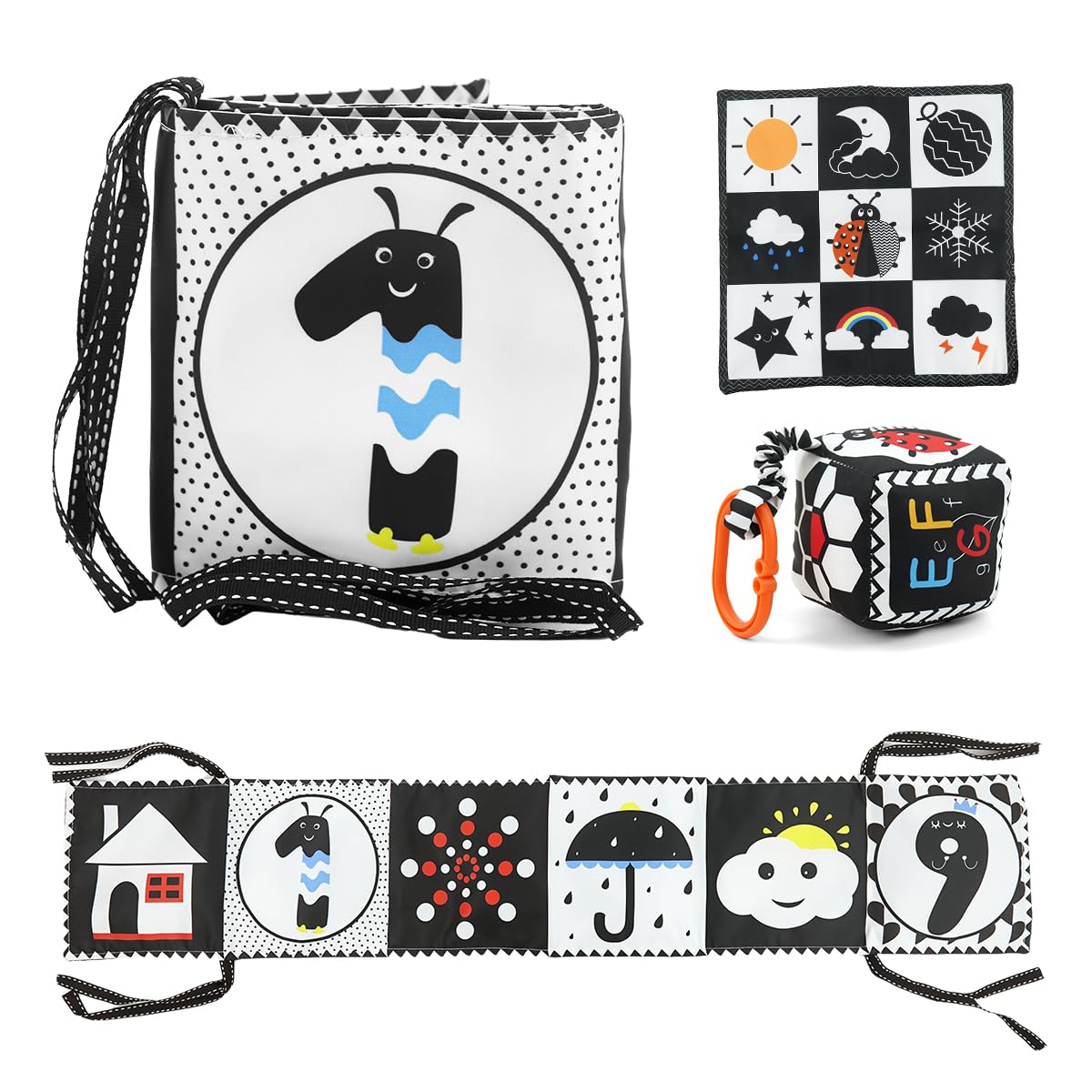 SNOWIE SOFT baby cloth books for early learning with 3 pcs high contrast fabric | sensory toy