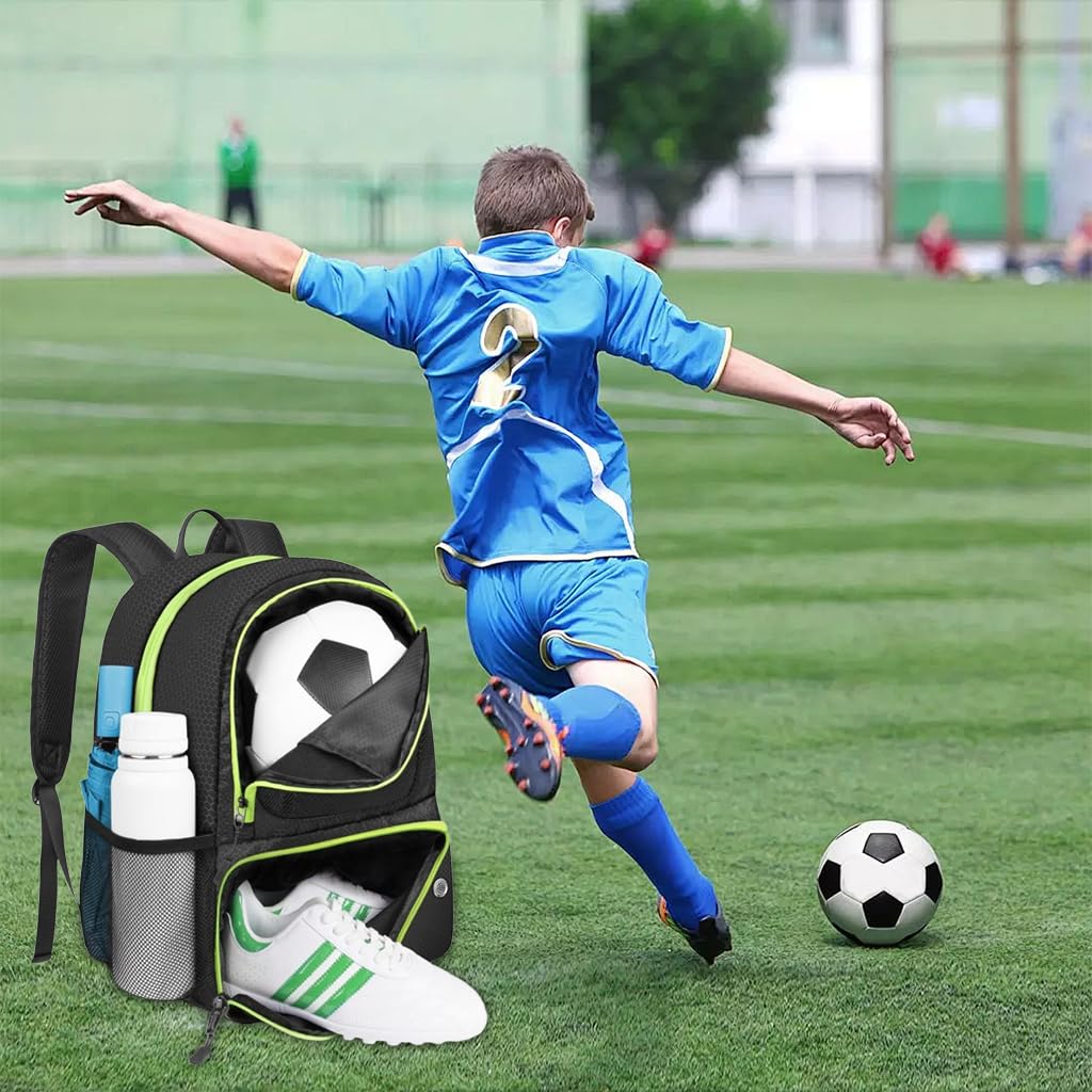 PROBEROS Football Carrier Backpack for Size 5 Soccer Ball with Shoe Compartment | Waterproof Sport Bag 33x20x43cm