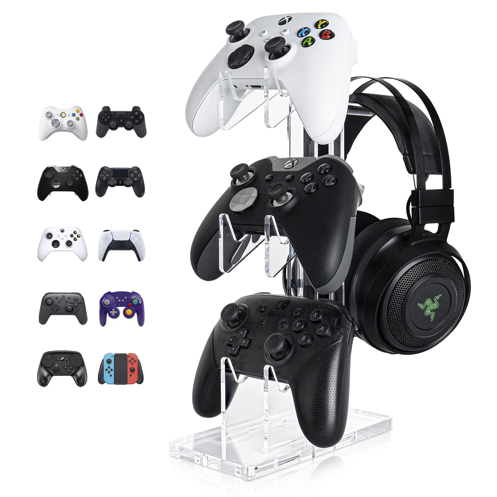 ZORBES® Universal 3 Tier Controller Stand and Headset Stand for Xbox ONE X Switch PS4 PS5 PC