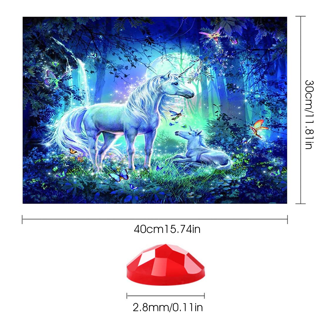 HASTHIP 5D Diamond Painting Kit for Home Wall Décor with Full Drill Canvas 30x40cm | DIY Unicorn Rhinestone Embroidery
