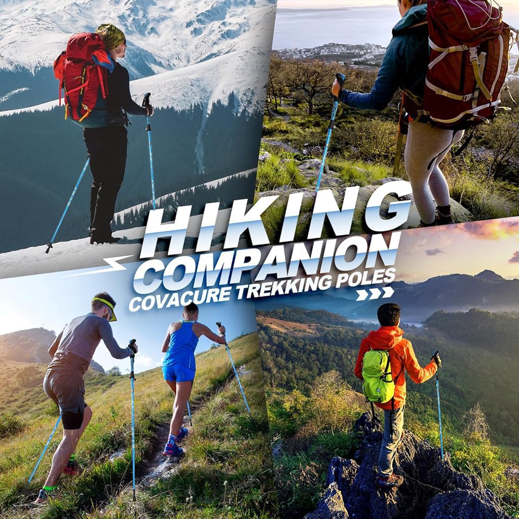 Proberos Trekking Poles for Hiking with Quick Lock System and Ergonomic Grip | 49 in Adjustable Aluminum Walking Sticks