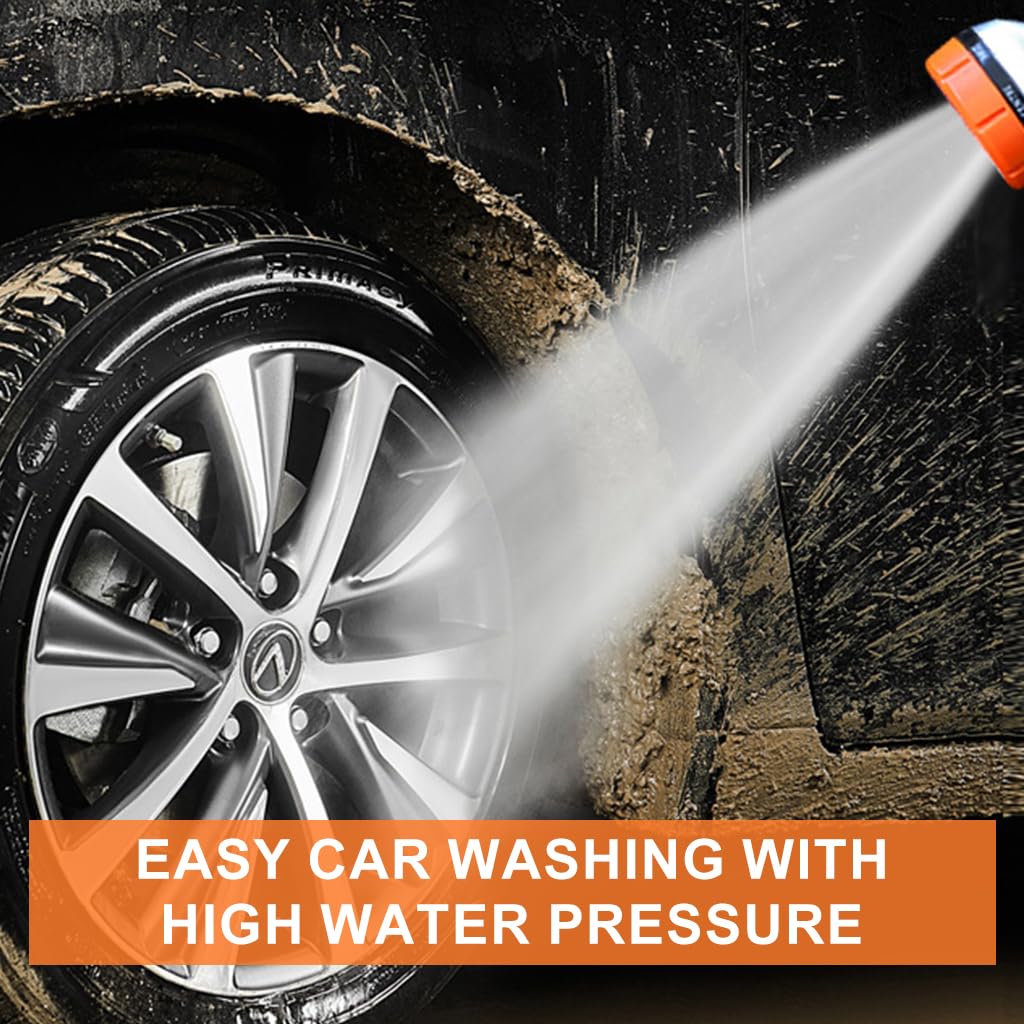 HASTHIP Water Spray Gun for Car Washing with 8 Spray Modes and 180° Flexible Head | Stainless Steel Extended Rod