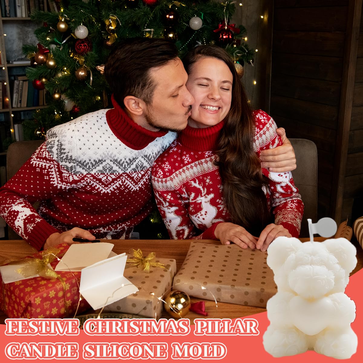 HASTHIP 3D Rose Bear Candle Molds for DIY Soap and Resin Crafts with Non Stick Silicone | Ideal for Gifts and Home Decor