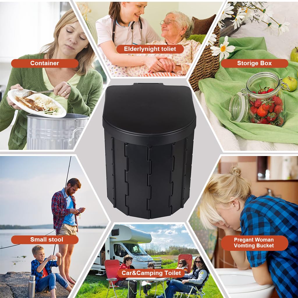 Proberos Portable Toilet Bucket for Camping and Travel with 30cm Depth Seat | Collapsible PVC Design