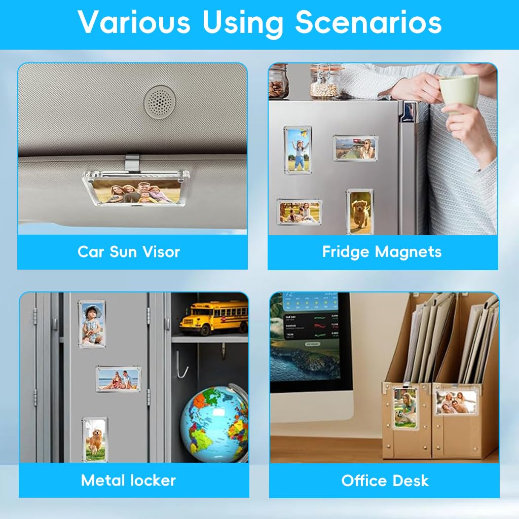 STHIRA Acrylic Photo Holder for Car Sun Visor with Magnetic Clip and 6x9cm Clear Frame | Pack of 2