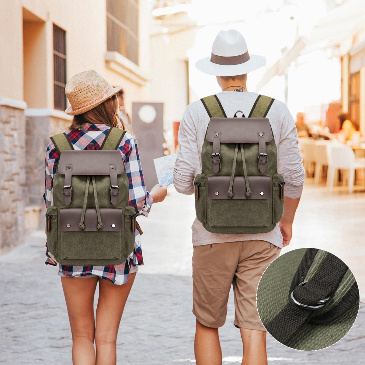 ZIBUYU Travel Bag for Men featuring 15.6 inch laptop compartment with drawstring closure and sustainable canvas