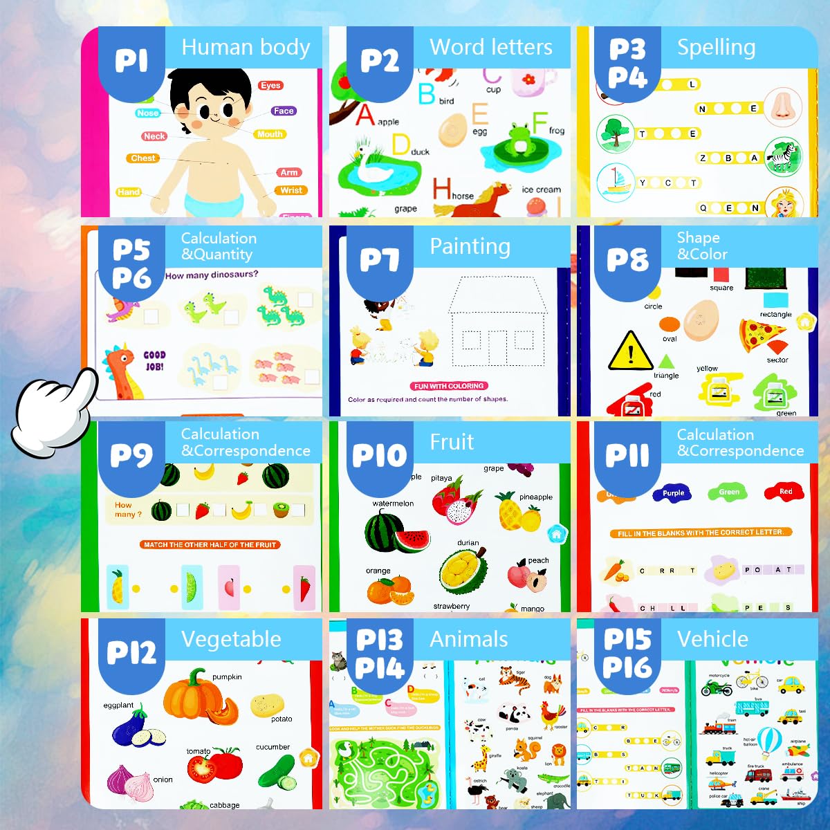 PATPAT Intelligent Book for Kids with Pen featuring 8 Themes and 16 Pages | Educational Sound Toy
