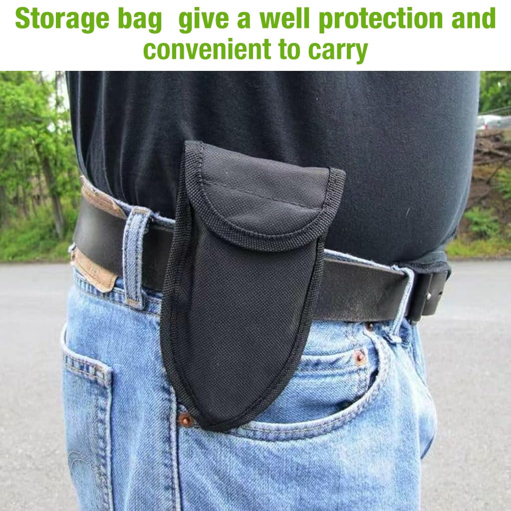 HASTHIP Portable Camp Foldable Shovel for Gardening with Loop Grip Handle and 22 cm Stainless Steel Blade | Includes Storage Bag