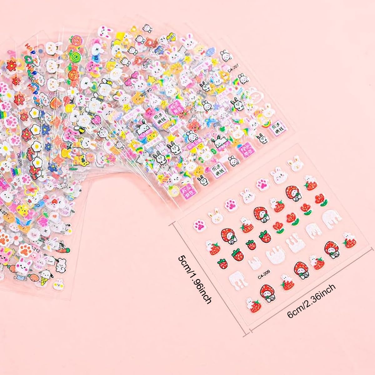 MAYCREATE Cartoon Rabbit Nail Art Stickers for DIY Manicure with 3D Self Adhesive 30 Sheets | Safe for Kids