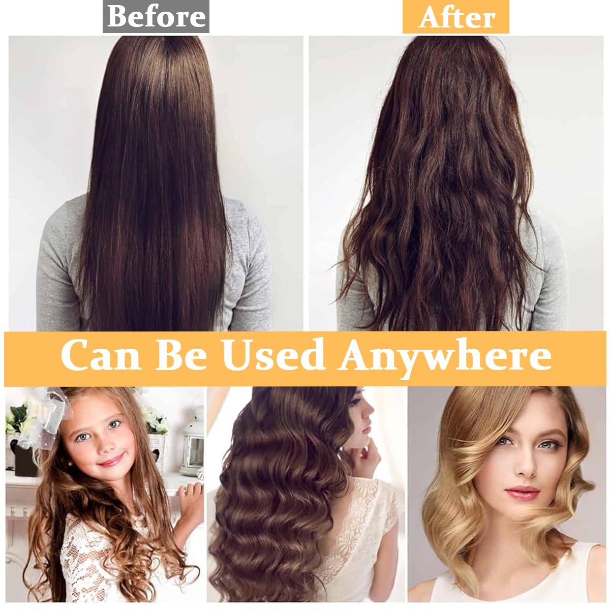 MAYCREATE Heatless Hair Curler with 30pcs 5 Size Snap On Rollers for Travel and Home Use | Plastic Curling Kit for Women and Girls