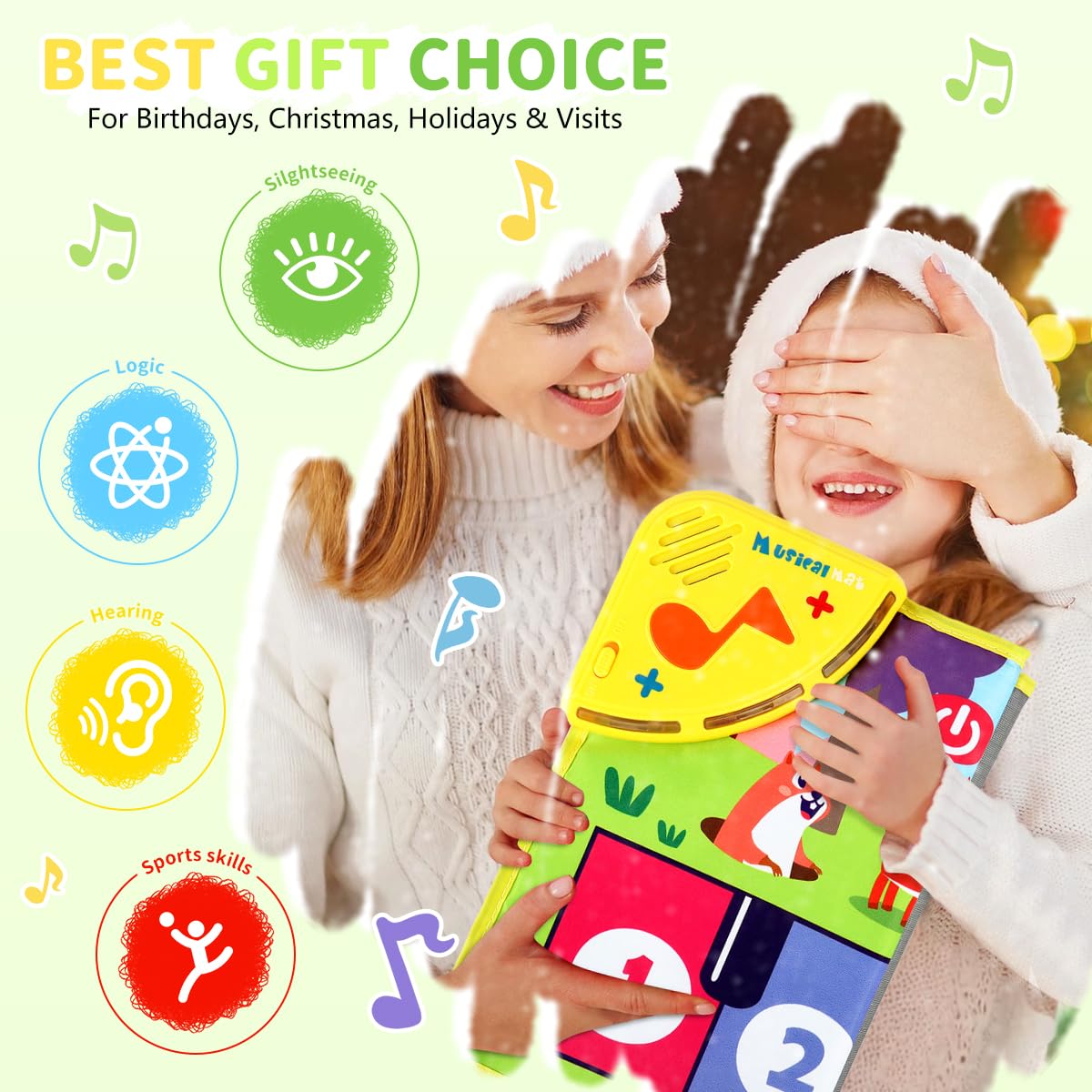PATPAT Animals Piano Keyboard Musical Mat for Kids with 6 Modes and 31.5×11.81 in Size | Waterproof Polyester Play Toy