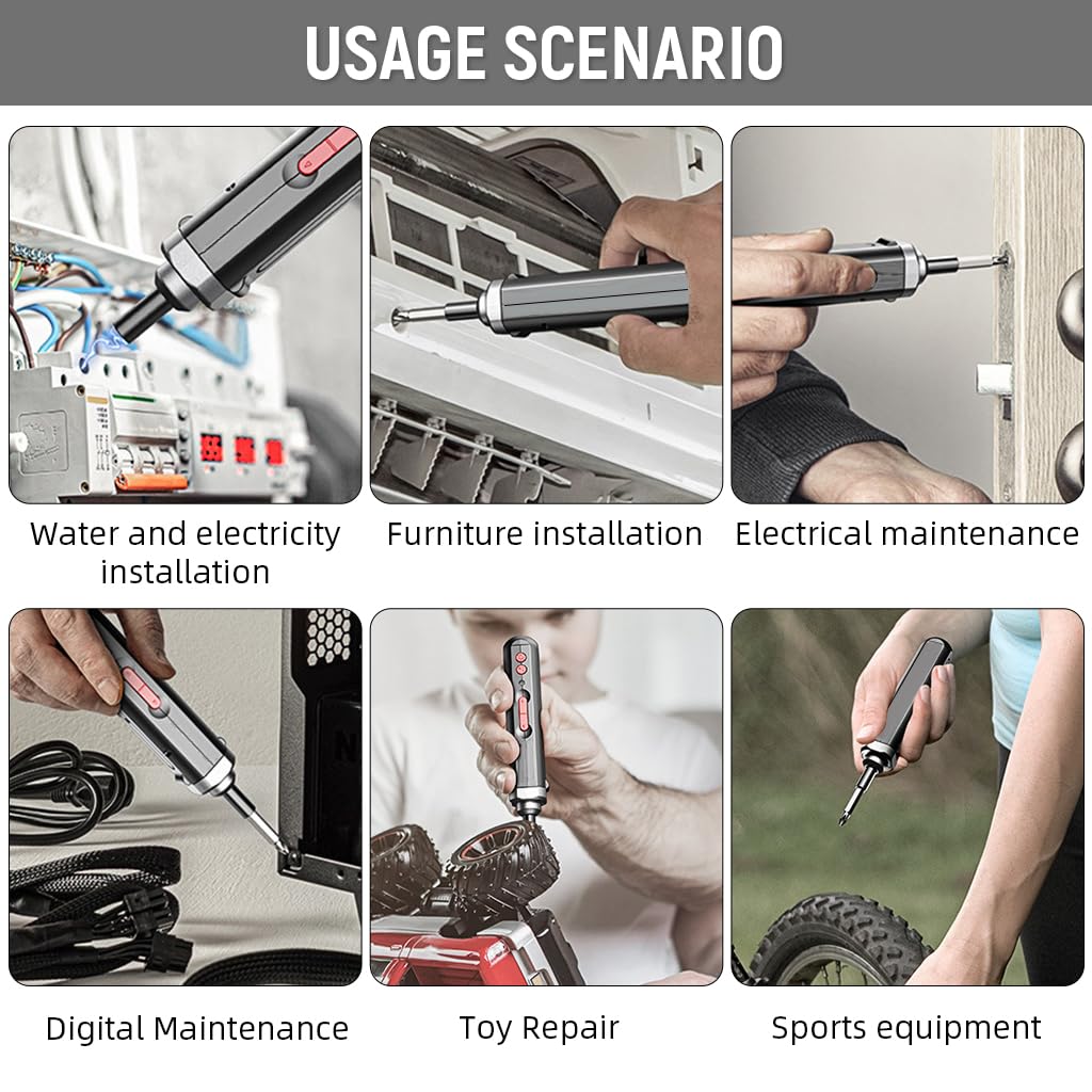 Serplex Electric Screwdriver Kit with 10.8V Power and Bidirectional Rotation for DIY | Includes Full Bit Set and Portable Case
