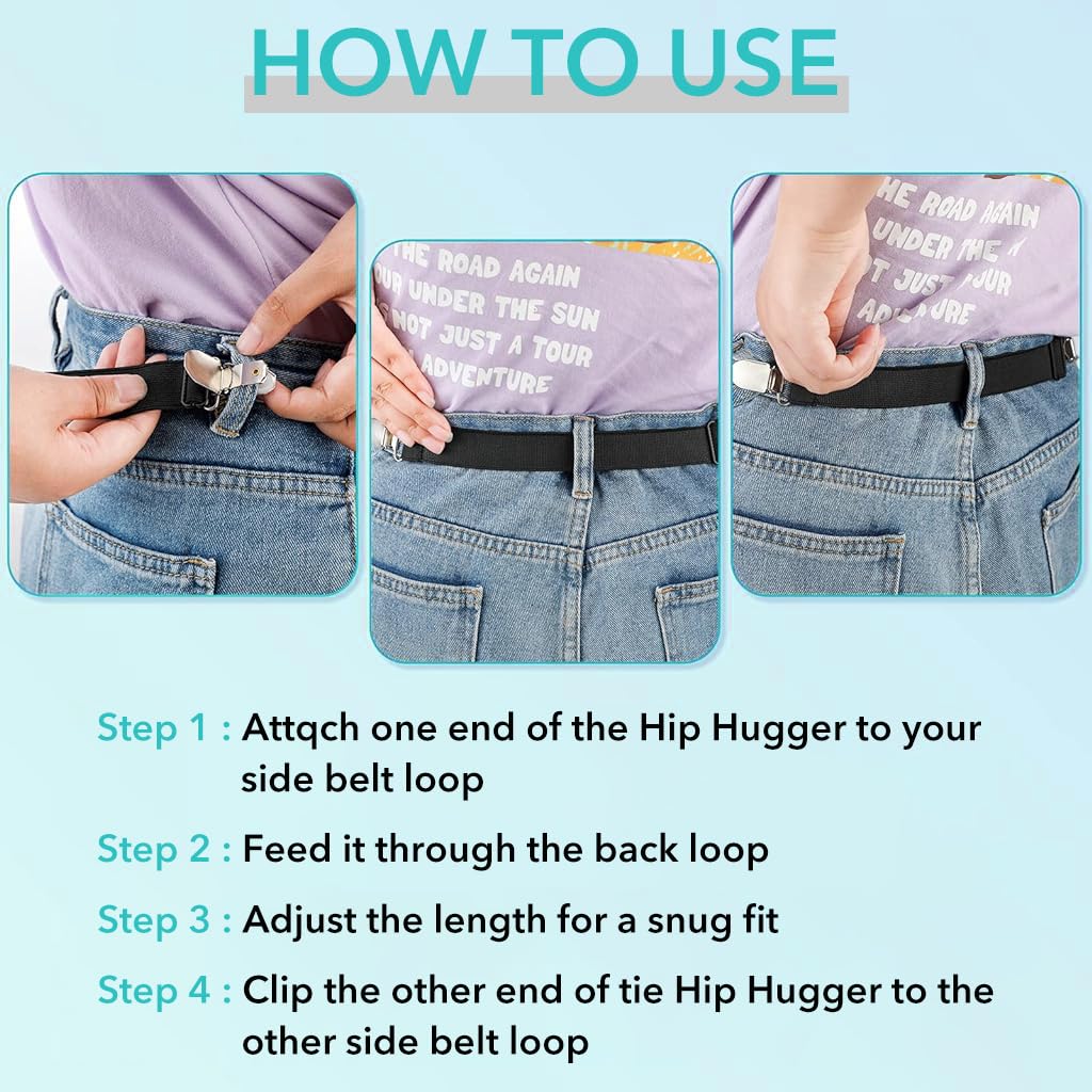 Gustave Waist Tightener for Pants with Adjustable Cinch Clips 6PCS 2.5cmx20cm for Men and Women