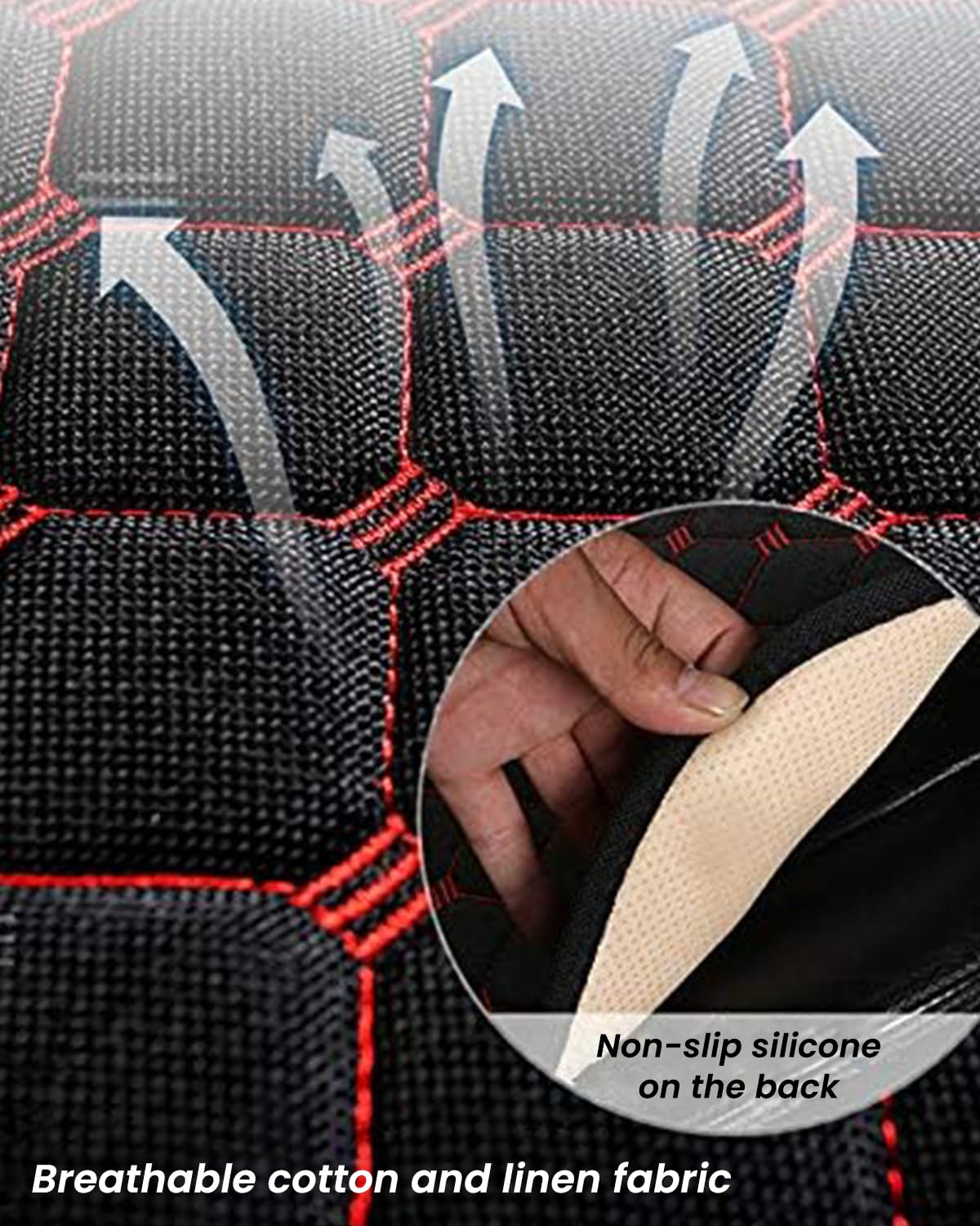 STHIRA® 3Pcs Car Seat Covers Linen Breathable Front Seat Cushion Mat Fashion Car Seat Cover with Storage Pouch Long Rear Seat Cover Anti-Slip Car Seat Cover Anti-Scratches Car Seat Protector Liner