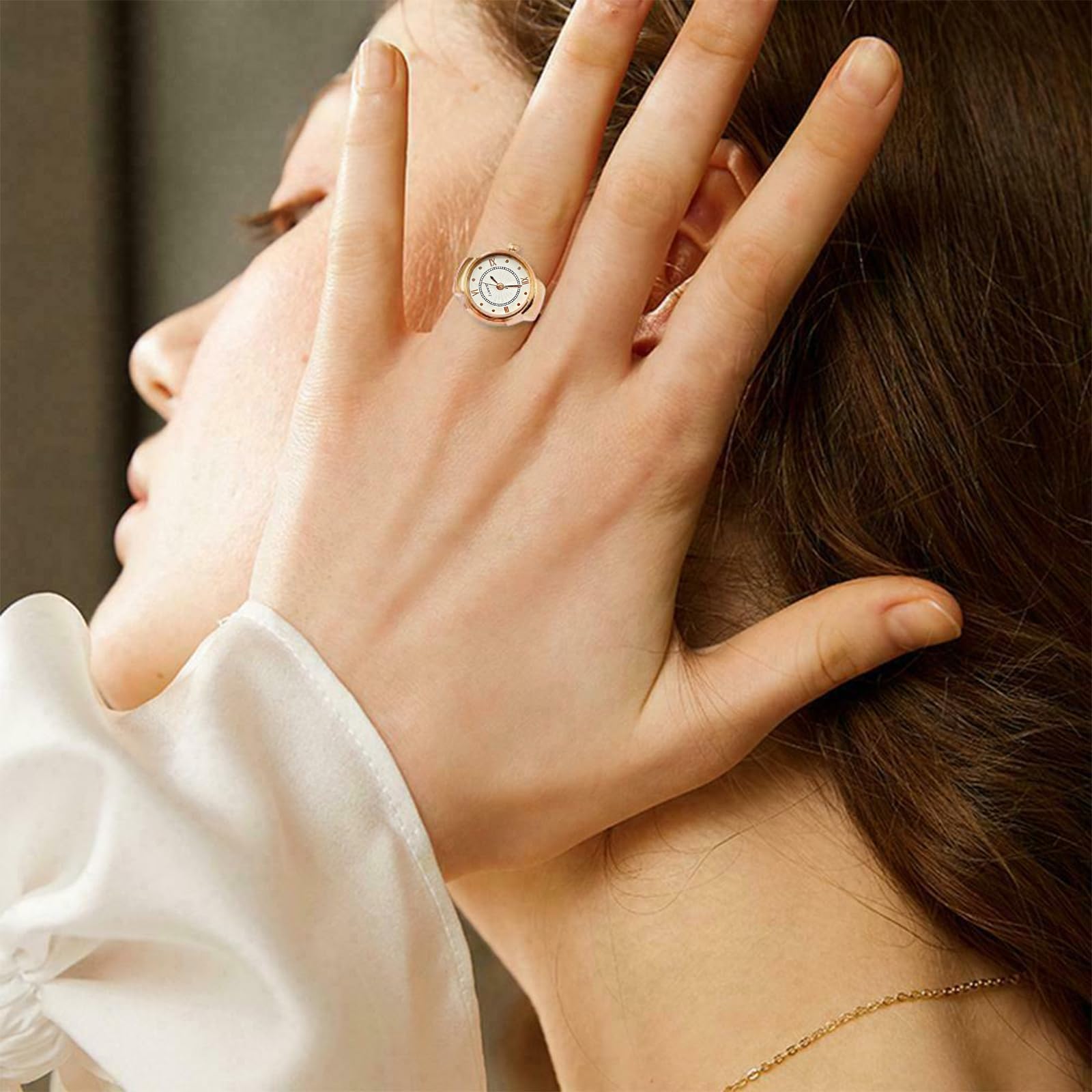 SANNIDHI Ring Watch for Women with Stretchy Band and 0.79–1.38 in Bezel | Rose Gold Gift