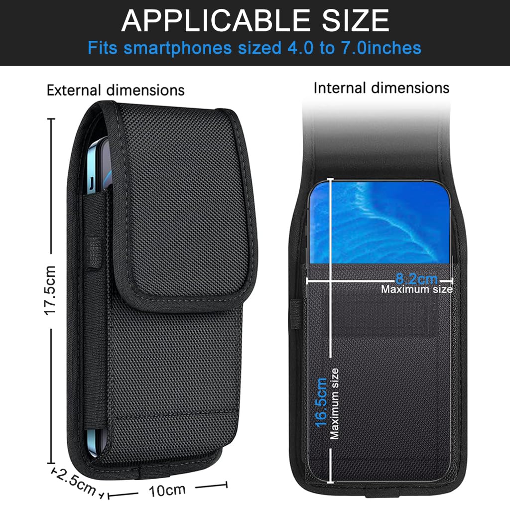 GUSTAVE Mobile Pouch for Men with Belt Clip and Carabiner featuring Hook and Loop Closure | Fits 4.0–7.0 in Phones and Rugged Nylon Design