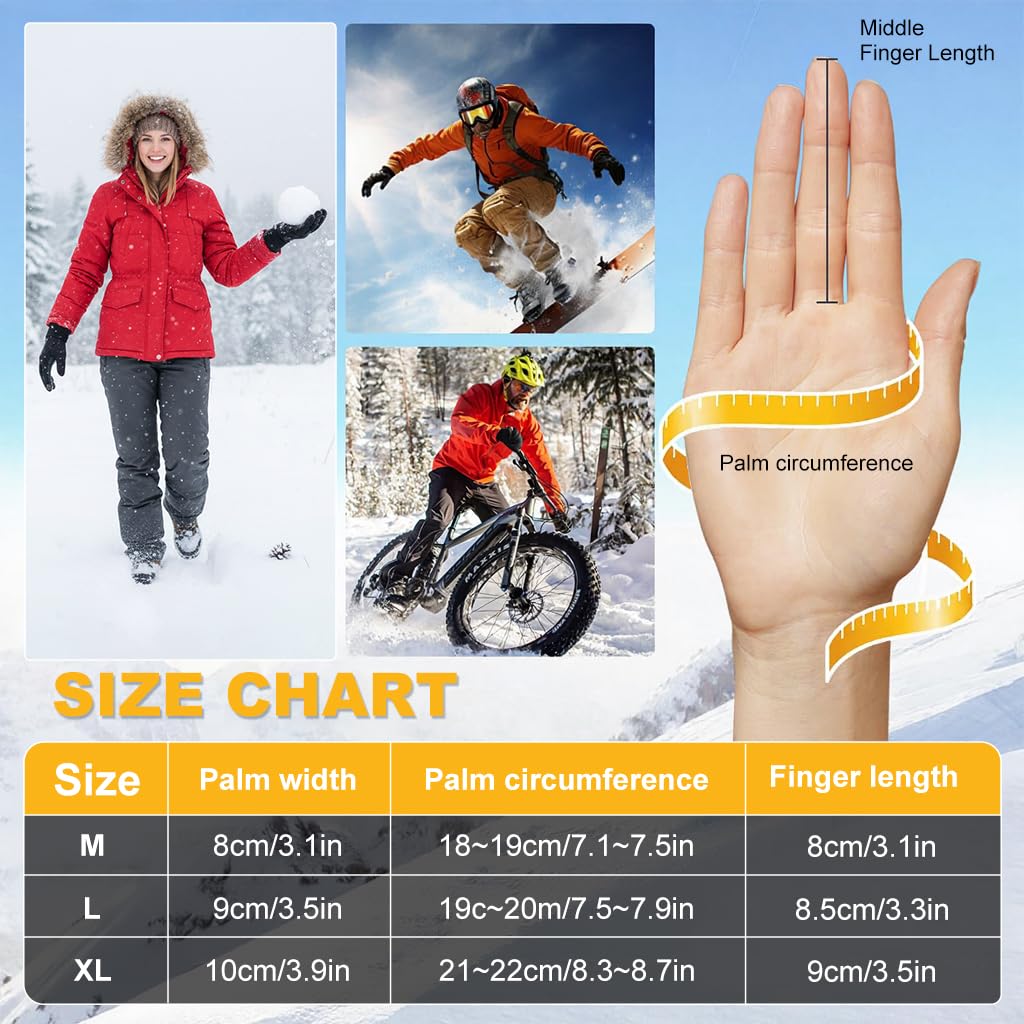 PROBEROS Thermal Winter Riding Gloves for Cycling and Driving with Touchscreen Fingertips | Windproof Splashproof Plush-Lined Design