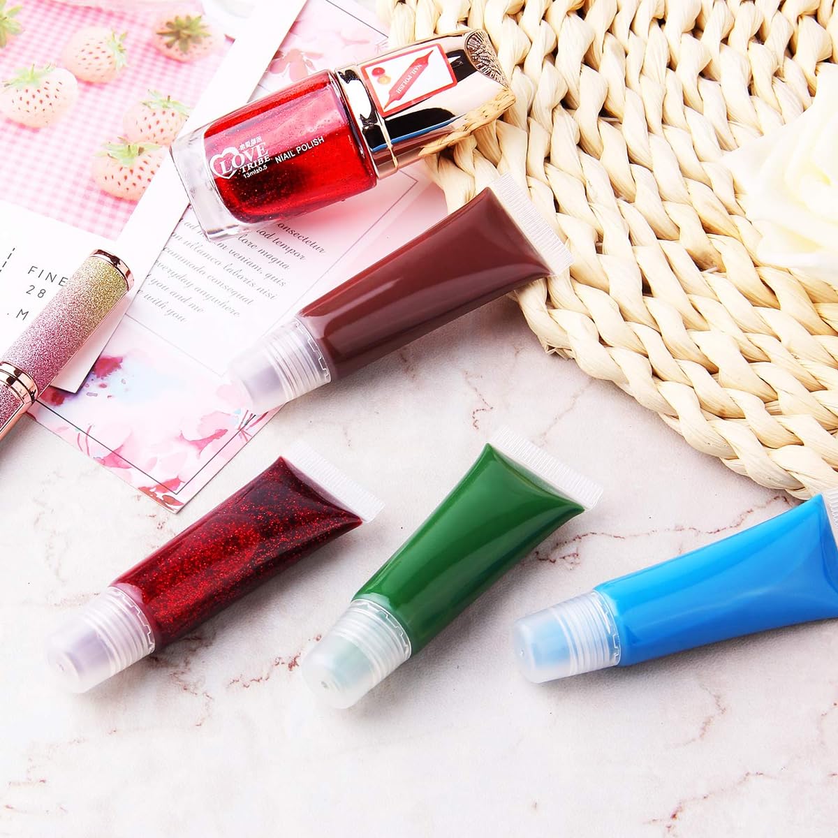 MAYCREATE Lip Gloss Tubes Set for DIY Cosmetics with 50 10ml Containers & Syringe | Clear Plastic Squeeze Design