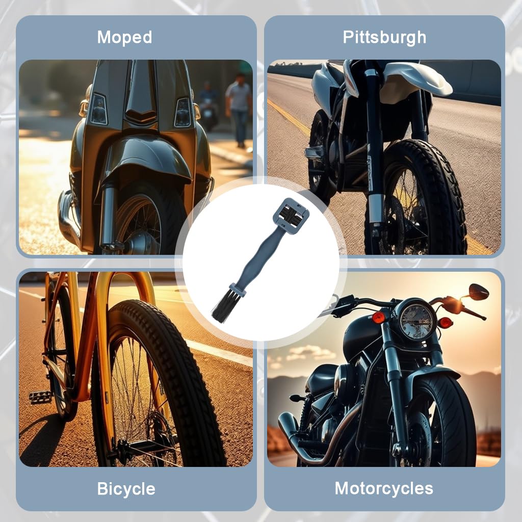 STHIRA Chain Cleaning Brush with Dual Head and Detachable 4-Side Scrubber for Bicycles & Motorcycles