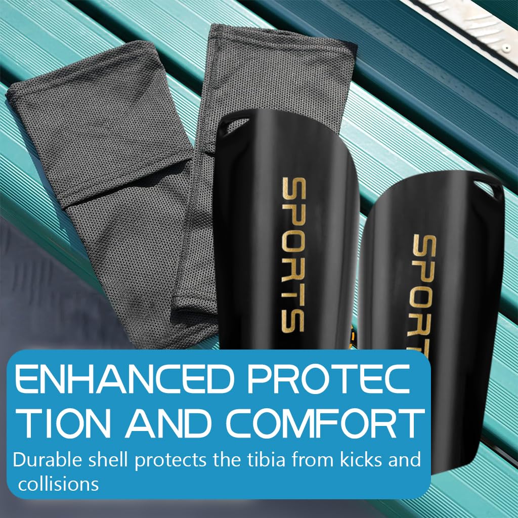 Proberos Football Shin Guards Set for Soccer and Rugby with EVA Cushioning Sleeves M 3pcs