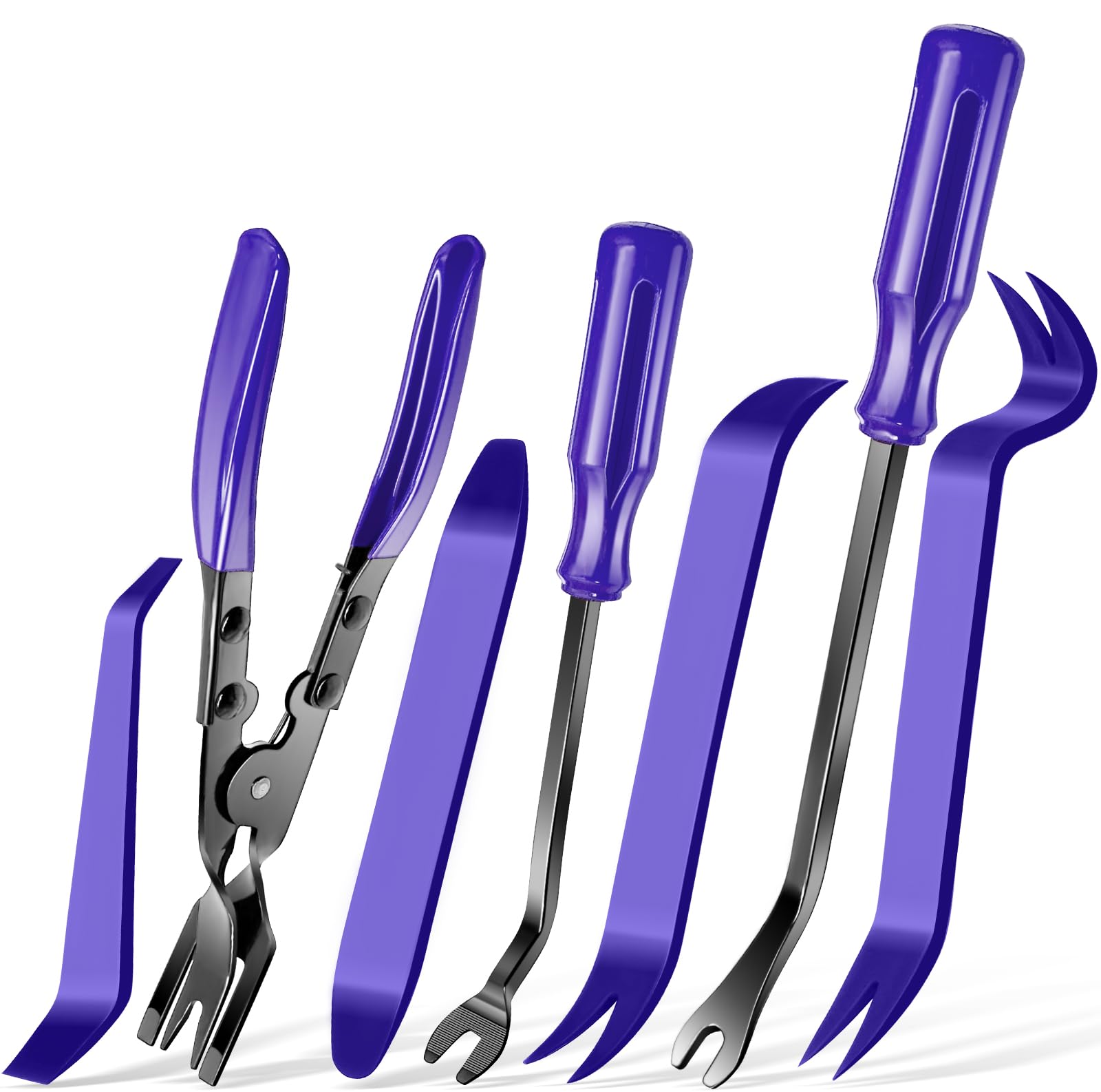 STHIRA® 7Pcs Vehicle Pry Tools, Trim Removal Panel Pry Bars Tools Fasteners Pullers Tools, Multifunctional Panel Poppers Tools Repair Tools for Removing Panels, Trim, Dashboards, Car Stereos