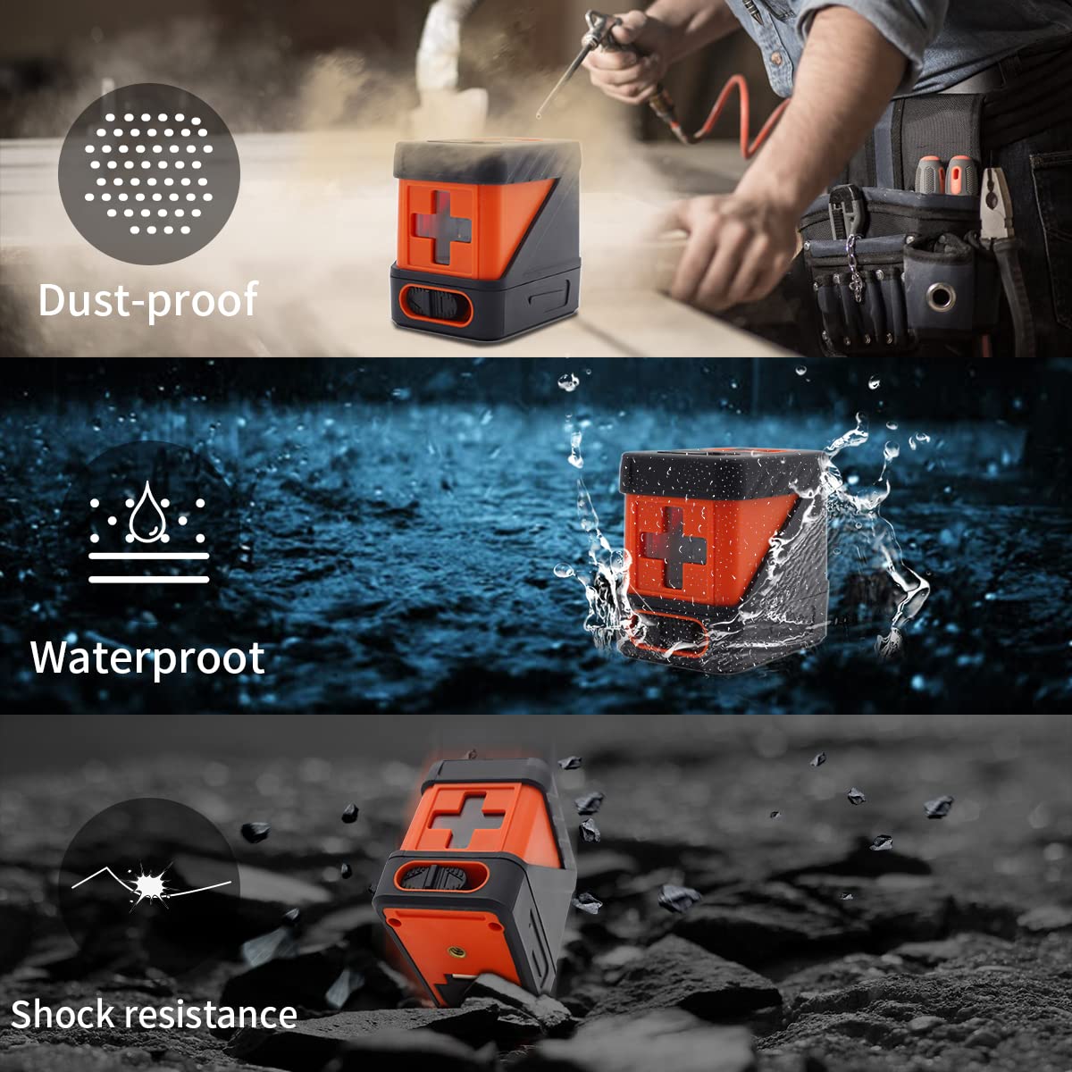 Serplex Laser Level for Construction with Self Leveling and Cross Line | Green 50ft Range