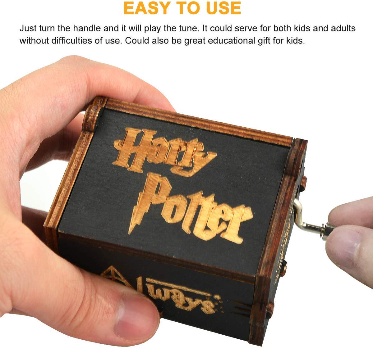 PATPAT Harry Potter Music Box for Birthday Gifts featuring Hand Crank and 2.5×2.0×1.75 in Wooden Design