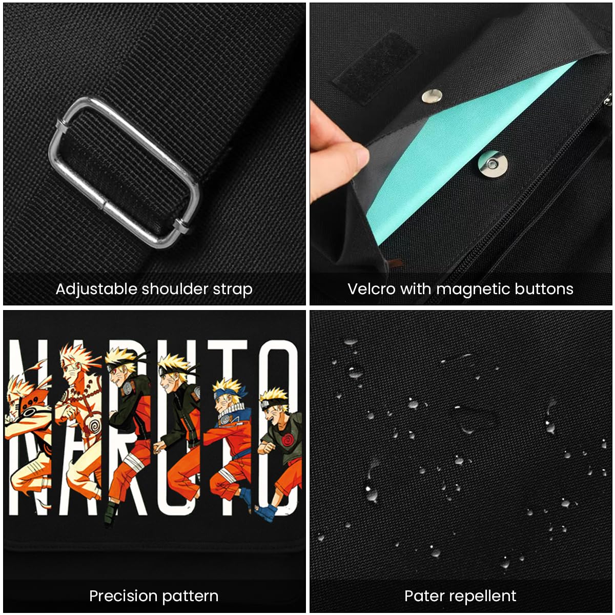 Fancyku Naruto Anime Sling Bag for Travel and Daily Use with Multiple Pockets 33x13x26cm | Canvas Messenger Bag for Men and Women