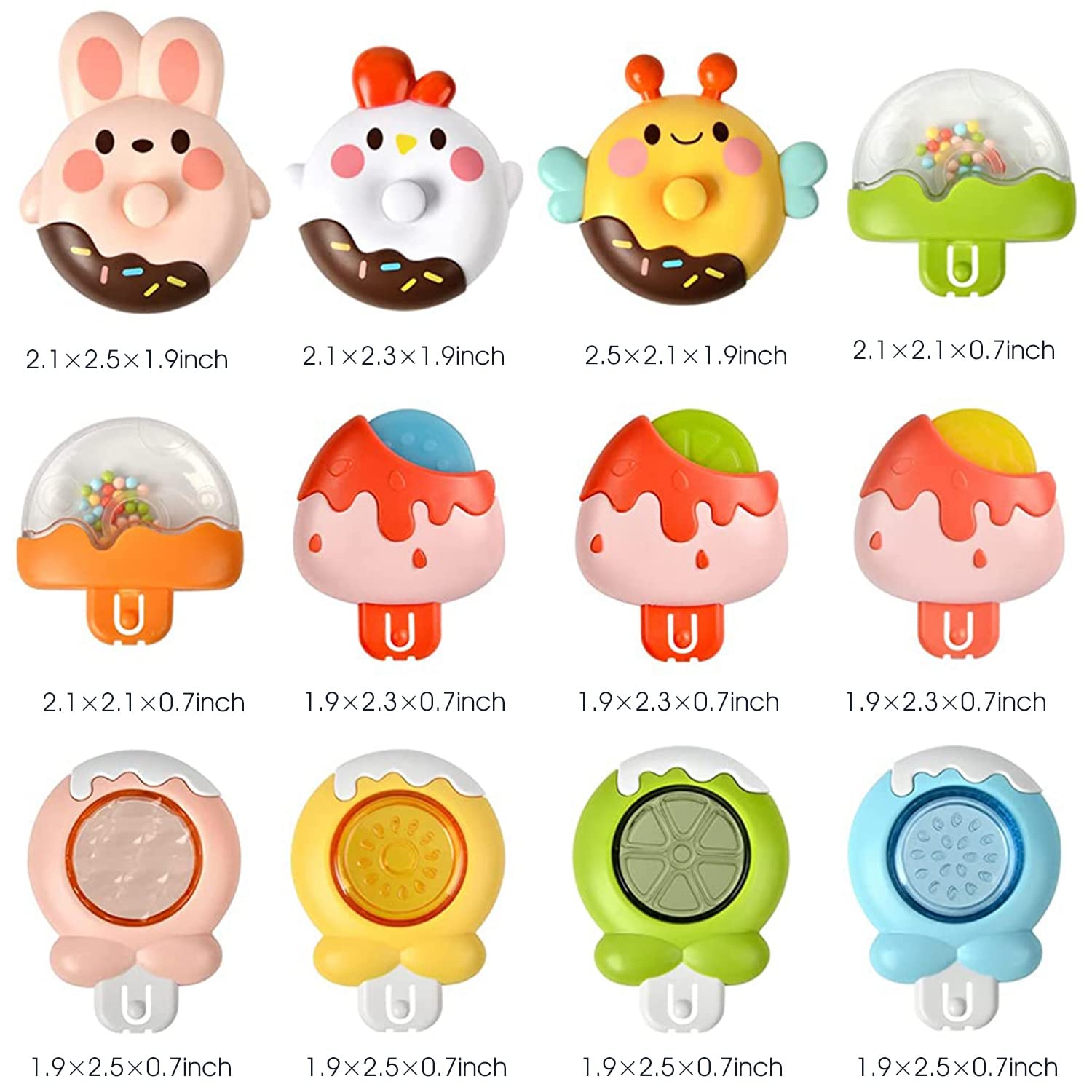 PATPAT Baby Sensory Toys Set for Bath Time with 3 Rotatable Teether Pieces | Safe ABS and TPE for 6–18 Months