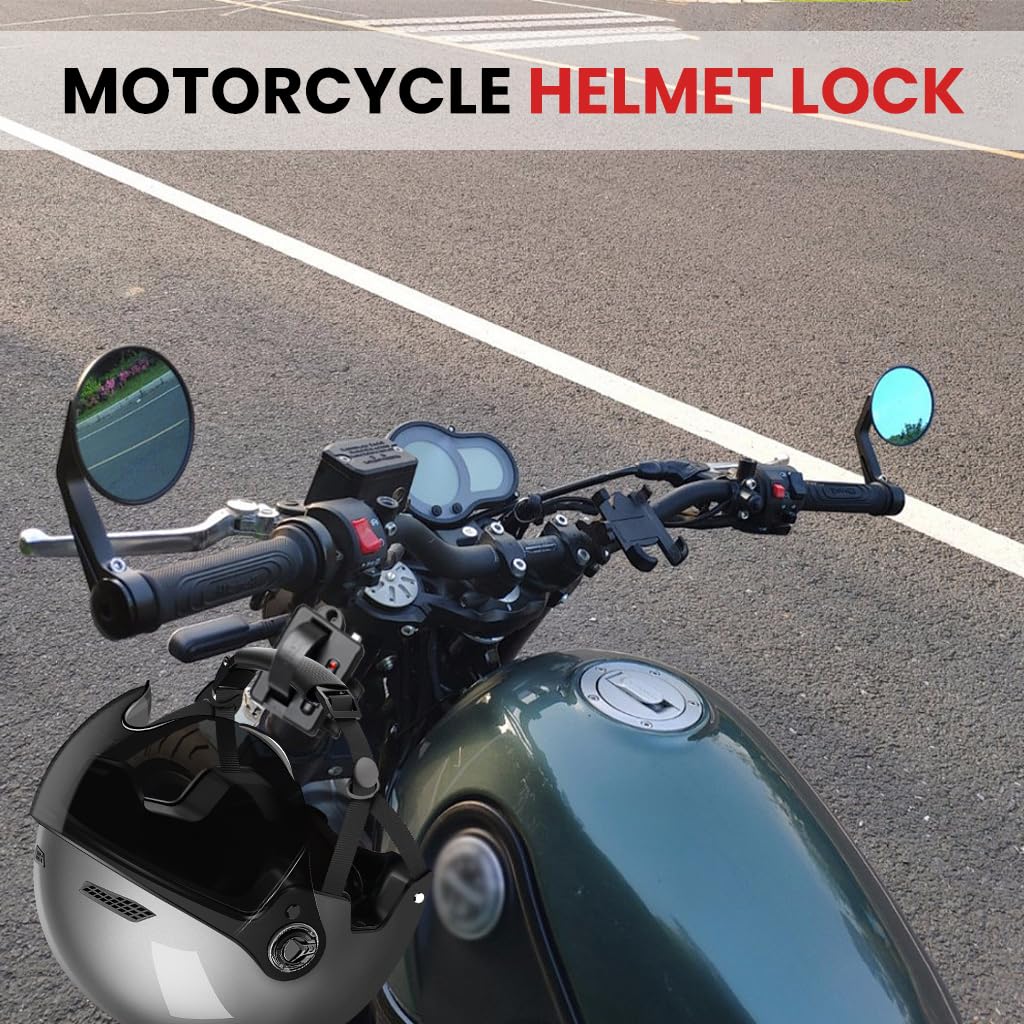STHIRA Motorcycle Helmet Lock with 3 Digit Combination and Dual Mount Straps | Rugged PVC Design