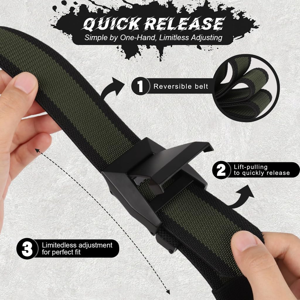 GUSTAVE Belts for Men with Quick Release Alloy Buckle and Adjustable Nylon Webbing 120cm