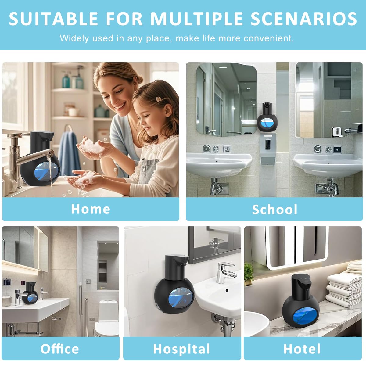 Supvox Automatic Soap Dispenser 420ml for Bathroom and Kitchen with 4 Modes USB Rechargeable Sensor | IPX5 Waterproof Touchless Hand Wash Design