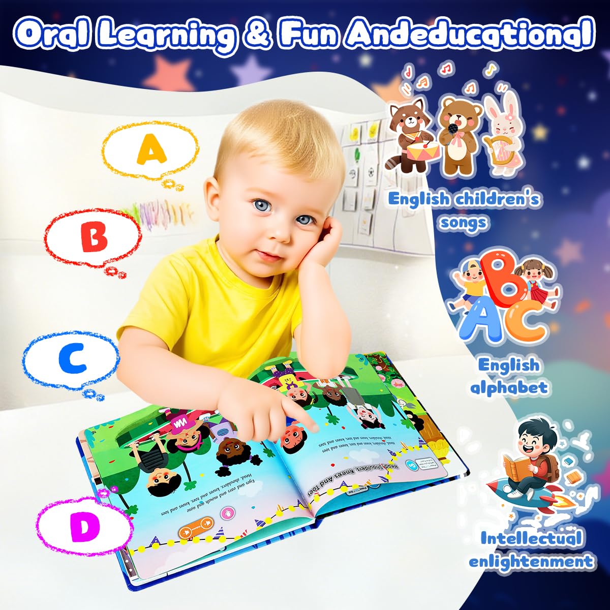 SNOWIE SOFT Intelligent Book for Kids with 30 Pages and Audio Buttons | Educational Sound Toy for Toddlers 2–5 Years