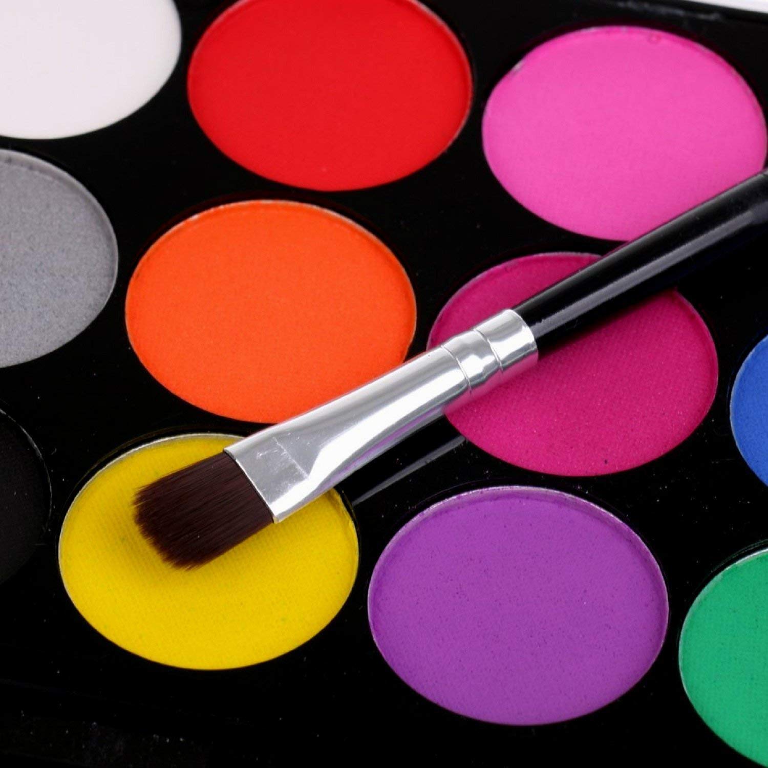 PATPAT Face Paint Kit for Kids and Adults with 15 Washable Colors & Brush | Non-Toxic Palette for Halloween and Cosplay