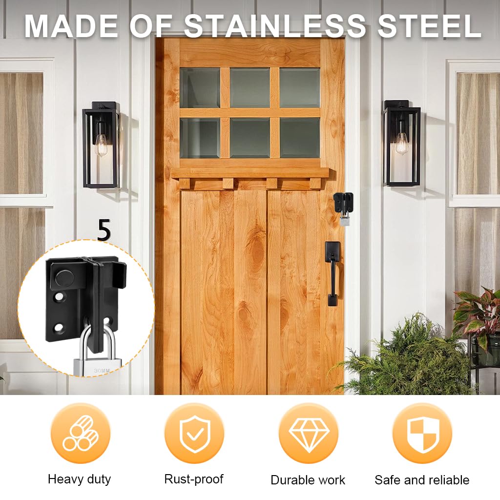 Serplex Flip Latch Gate Latch for Doors and Cabinets with 2 in 1 Padlock Slot | Stainless Steel No Drill Security Kit