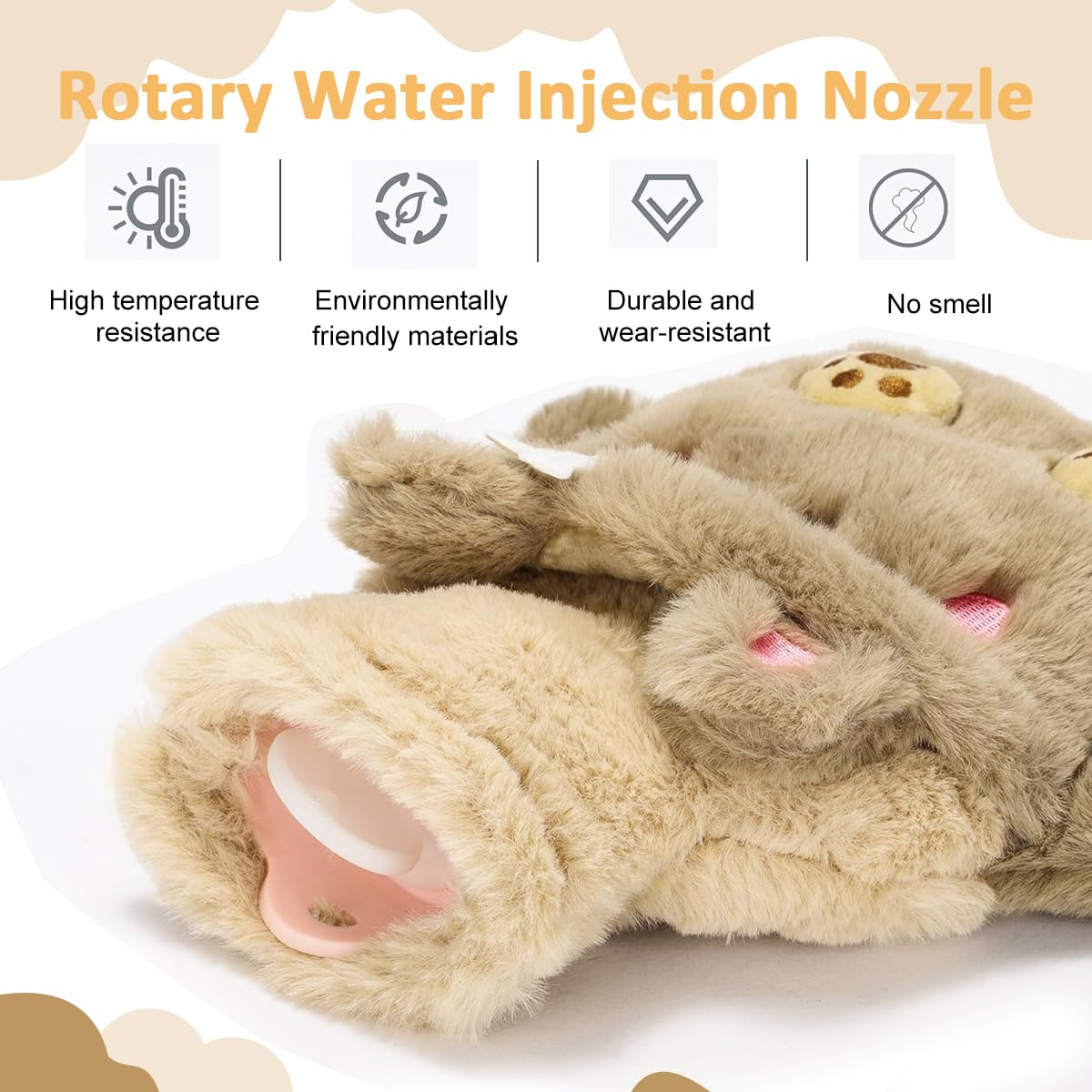 HANNEA Hot Water Bottle for Cramps and Pain Relief with Anti Leak Stopper and Soft Cover | Brown