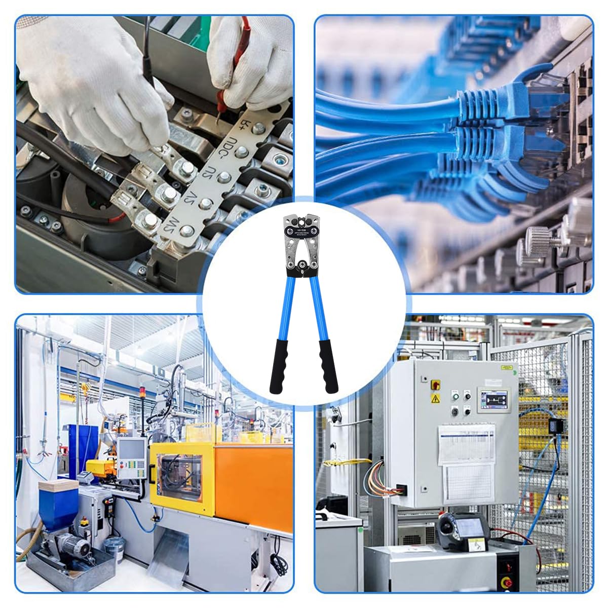 HASTHIP Battery Cable Lug Crimping Tool for AWG 10‑1 Copper Wire Lugs with 60 Pcs Kit