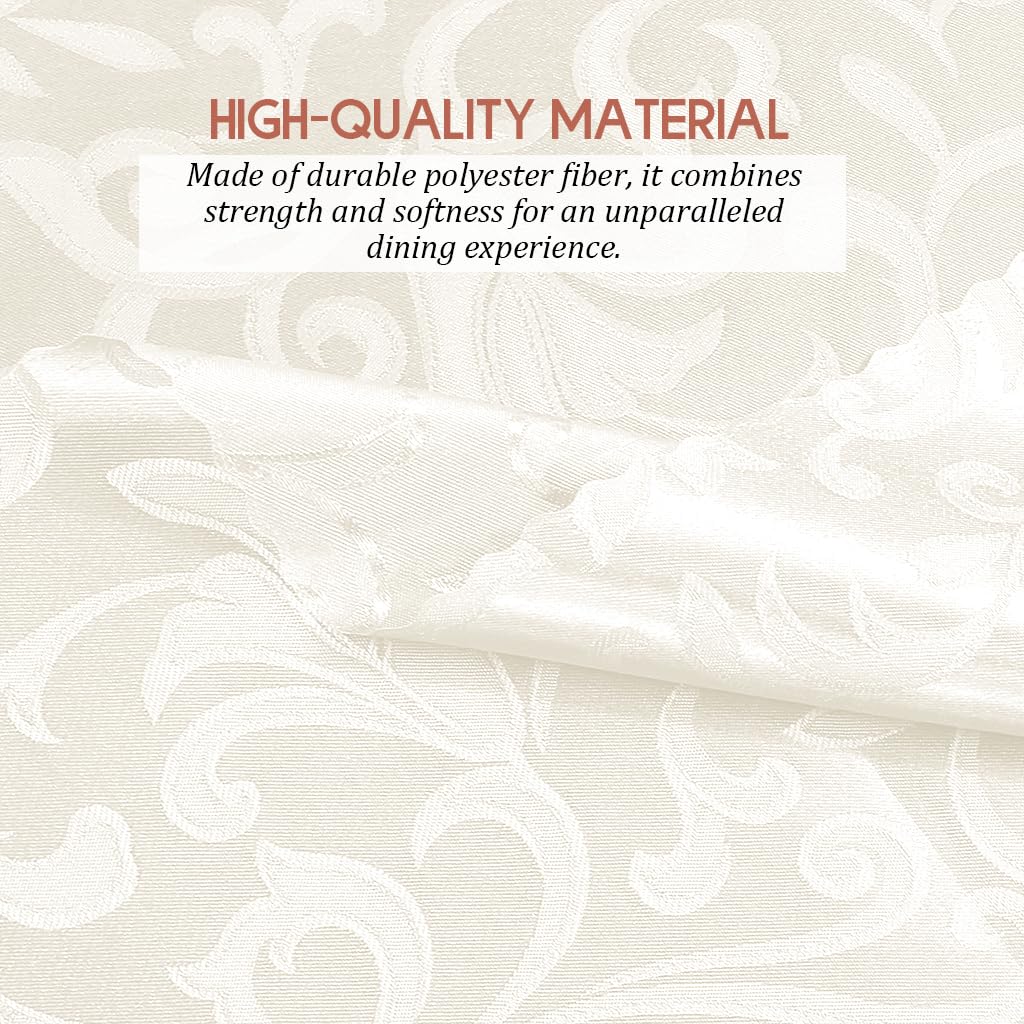 HASTHIP Kitchen Napkins for Dining and Parties with Elegant White Jacquard Design 19x19 in | Washable Reusable Polyester