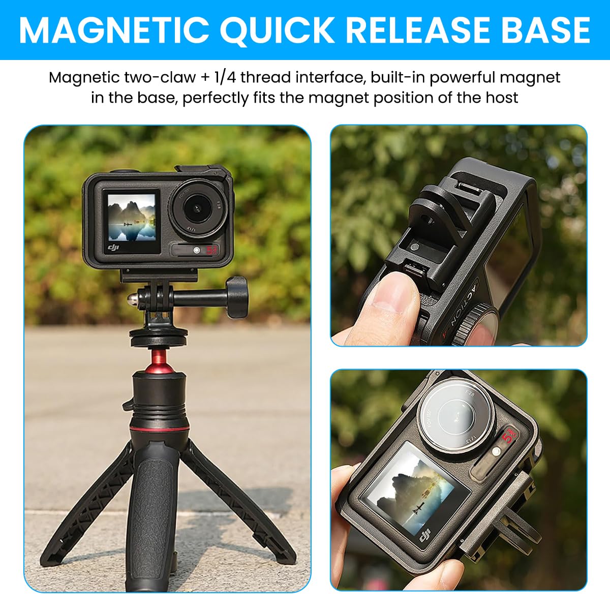 ZORBES Magnetic Adapter Mount for DJI Action Cameras featuring Strong Quick Release | 2PCS Set