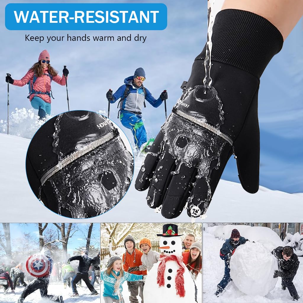 Proberos Riding Gloves for Winter Bikers with Anti Slip Silicone Grip and Plush Liner | Touchscreen Fingertips and Zipper Pocket