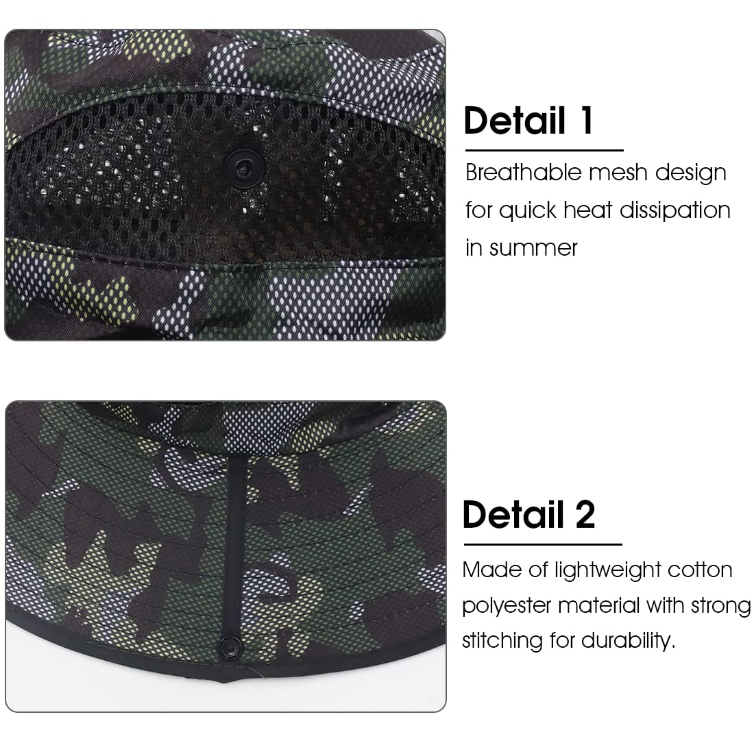 PALAY® Green UV Protection Adjustable Breathable Mesh Chin Strap Wide Brim Summer Bucket Hat for Men with Classic Solid Color,Travel,Treking,Outdoor