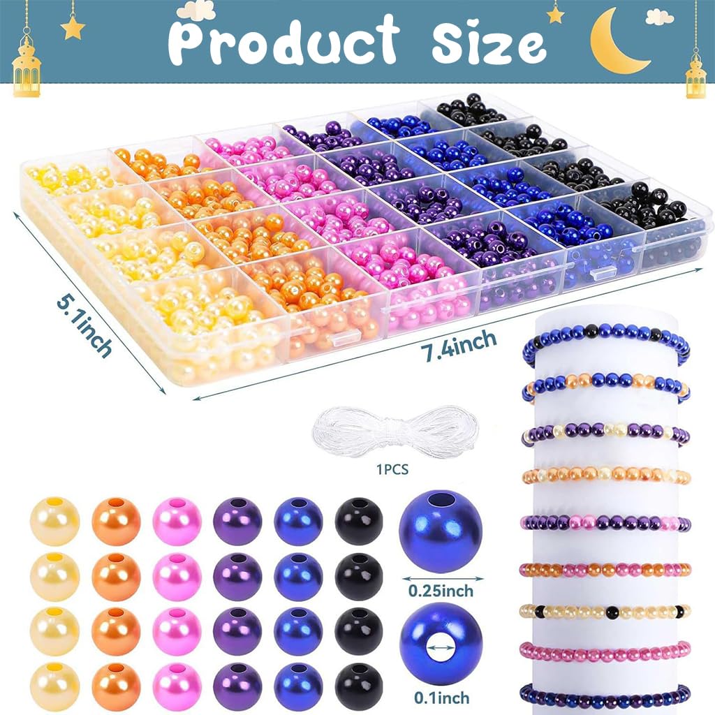 Zibuyu Jewelry Making Bead Kit for DIY Crafts with 1200pcs 6mm Resin Beads & Charms
