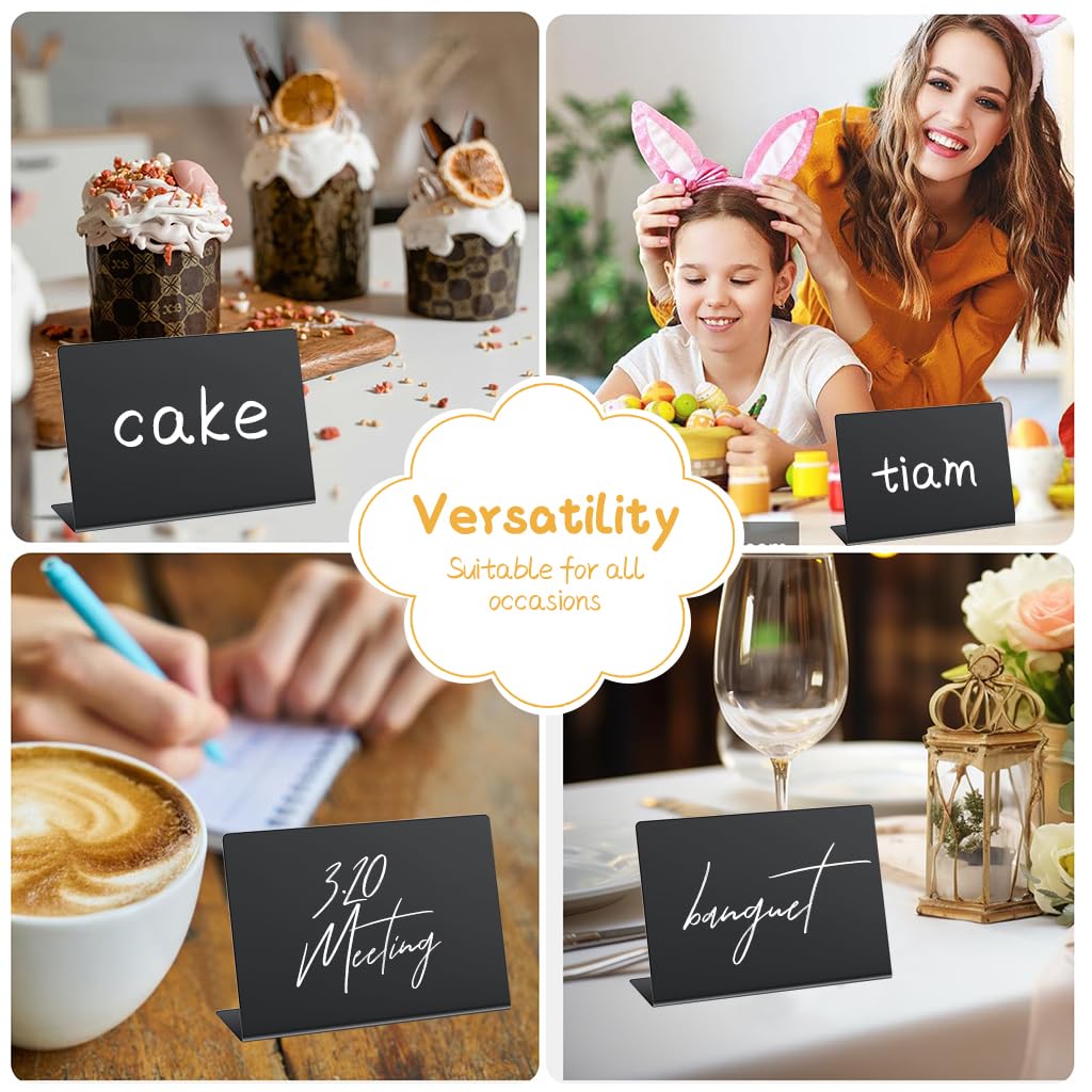 Climberty Chalkboard Display Stands 12Pcs 4 x 3 in for Buffet Bakery and Party Use | Reusable with Marker and Wipe Cloth
