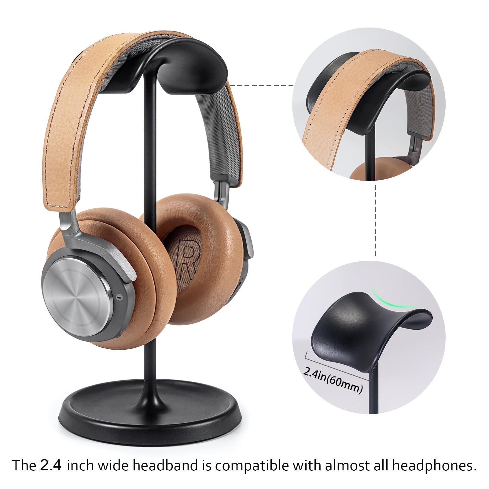 ZORBES Headphone Stand for Gaming Desk with Weighted Metal Base and Curved Headband Holder | Minimalist Organizer for Workspaces