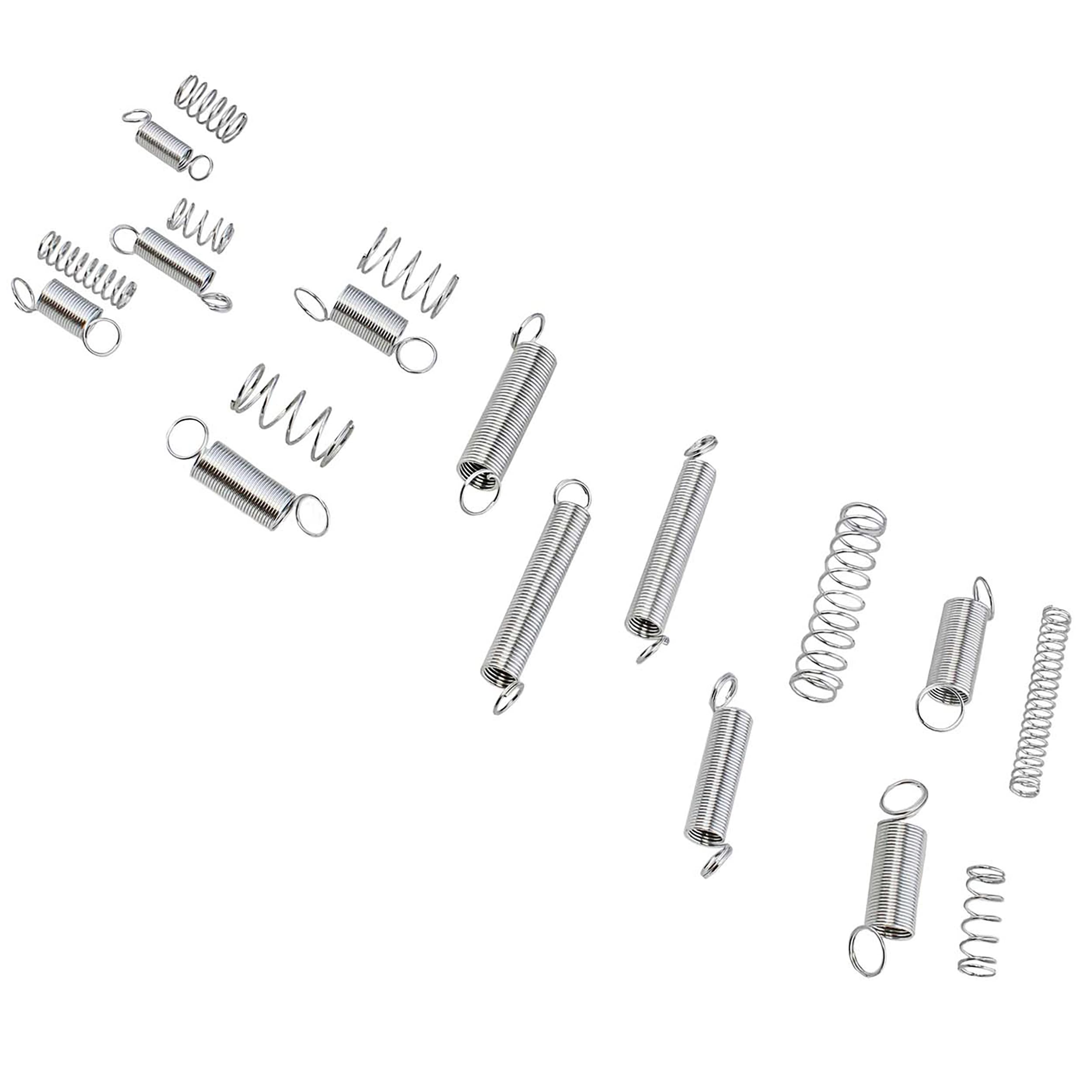 ZIBUYU® Springs Extension of Zinc Plated Compression Tension Springs for Projects Repair Tool Assortment Kit for 3D Printer, Machine DIY or Home Repairs, Silver - 200 Pcs