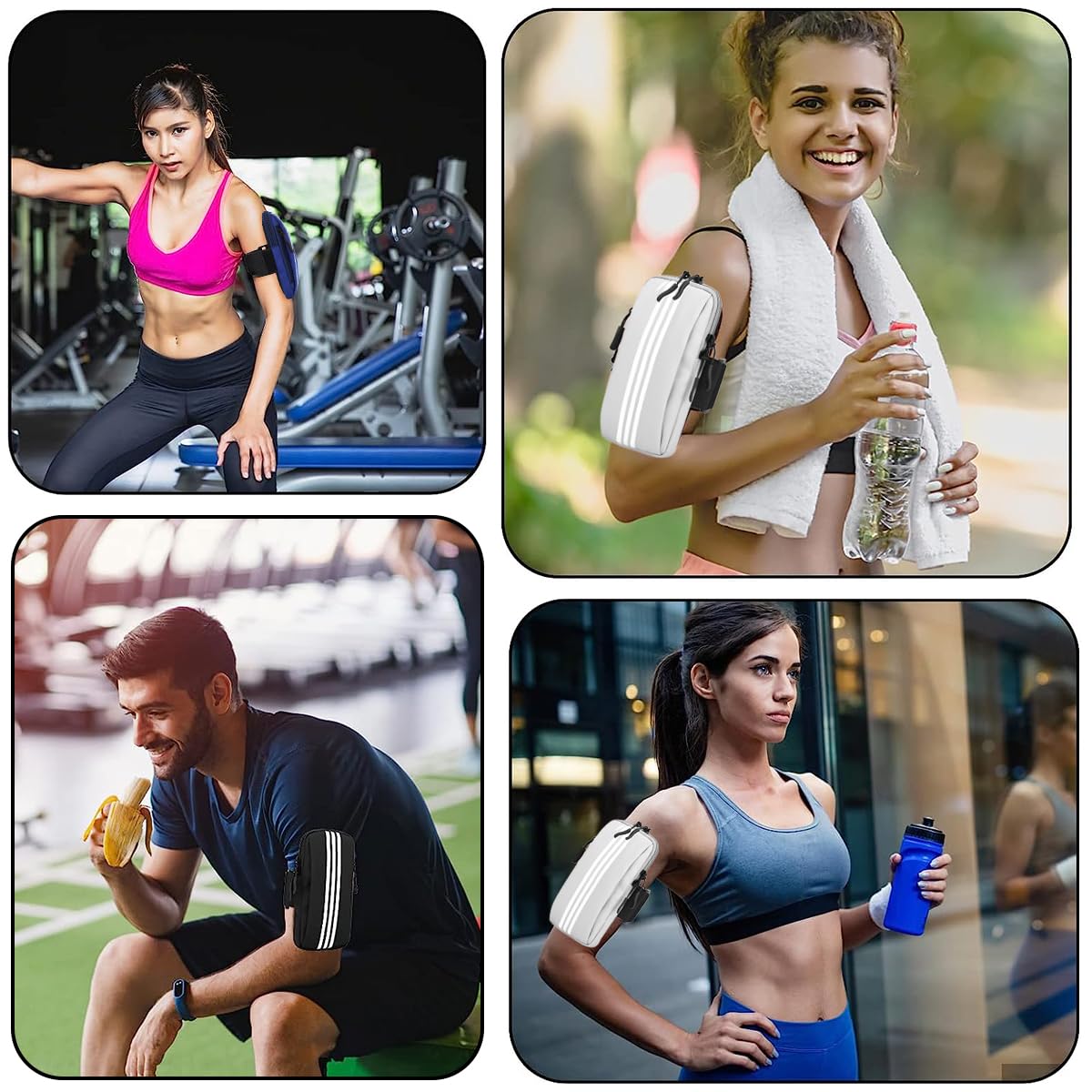 Optifit Running Armband Phone Holder for 6.7 Inch Smartphones with Elastic Strap | Grey 2 PCS