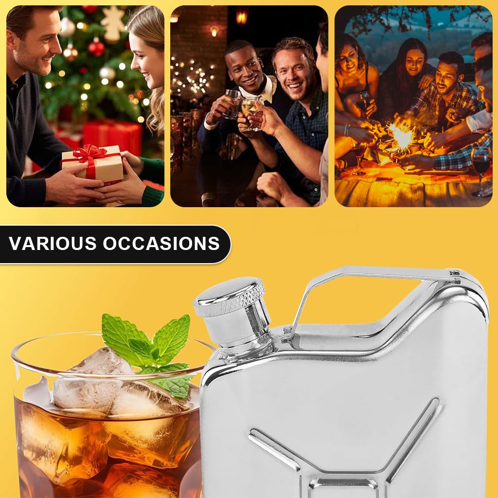 Supvox Liquor Flask for Travel with Leak‑Proof Cap 7oz Vintage Gasoline Barrel Design