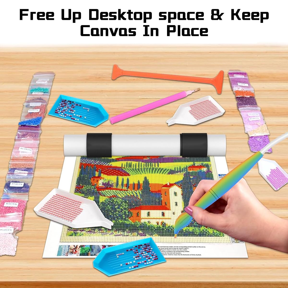 HASTHIP Diamond Painting Canvas Roll Holder 2Pcs for Anti Roll Support | Non Abrasive Large Retainer